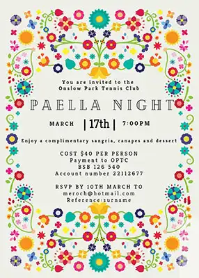 Paella night flyer